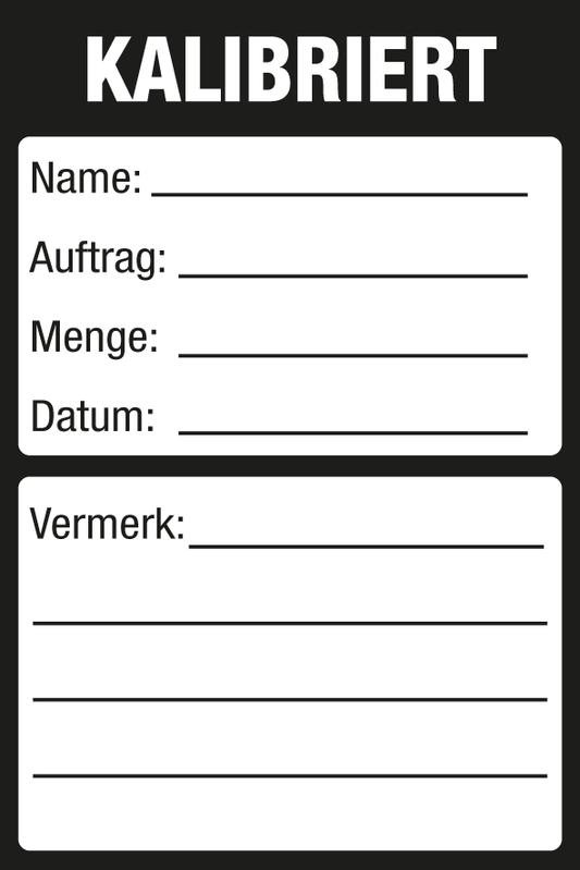 Inventar- & Wartungsschild - Kalibriert | 1 VE = 50 Stck.