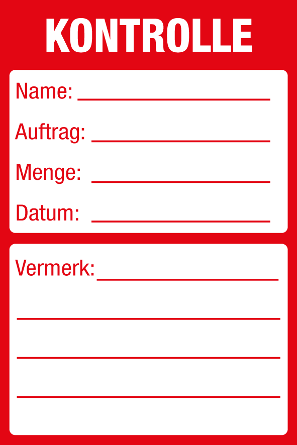 Inventar- & Wartungsschild - Kontrolle | 1 VE = 50 Stck.
