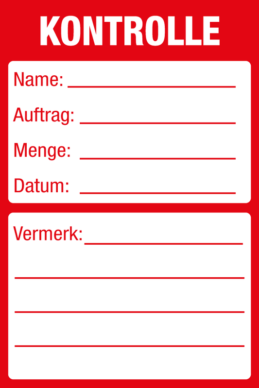 Inventar- & Wartungsschild - Kontrolle | 1 VE = 50 Stck.