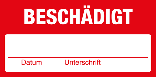 Inventar- & Wartungsschild - Beschädigt | 1 VE = 50 Stck.