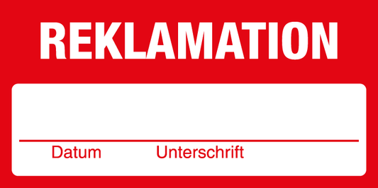 Inventar- & Wartungsschild - Reklamation | 1 VE = 50 Stck.