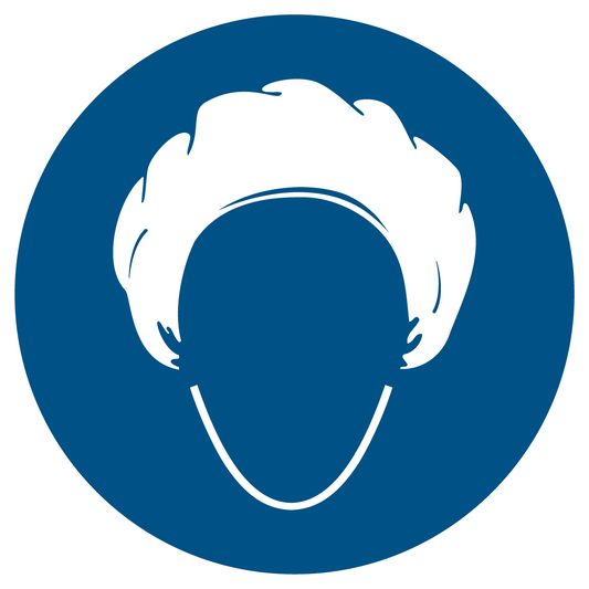 Gebotsschild - Kopfhaube benutzen