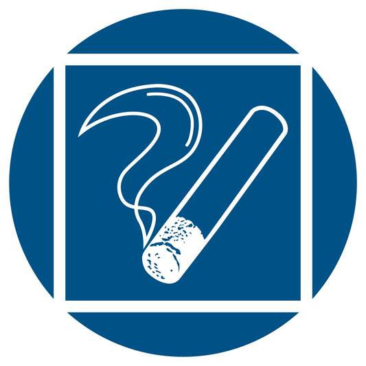 Gebotsschild - Rauchen innerhalb des begrenzten Raumes gestattet