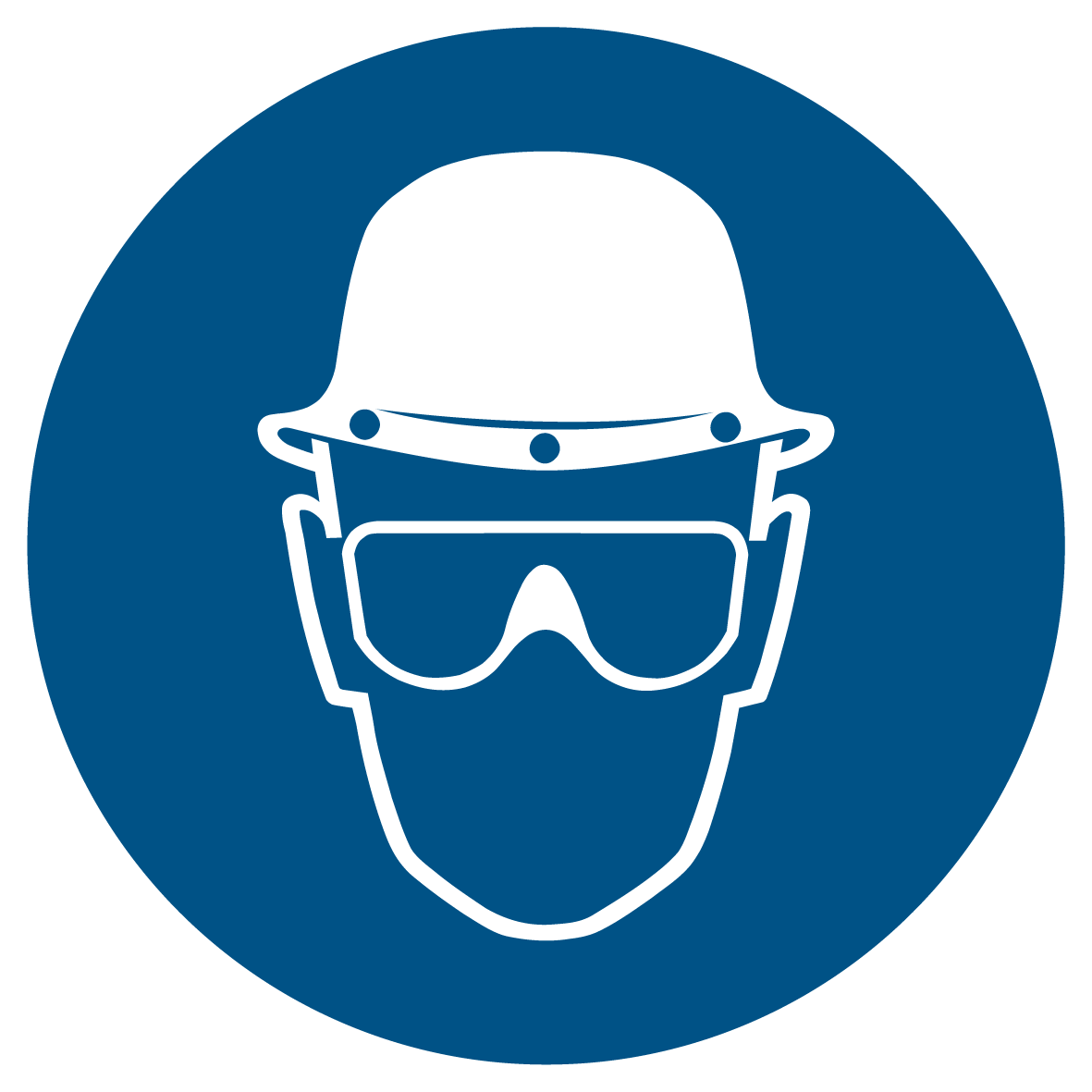 Gebotsschild - Kopfschutz und Vollschutzbrille benutzen