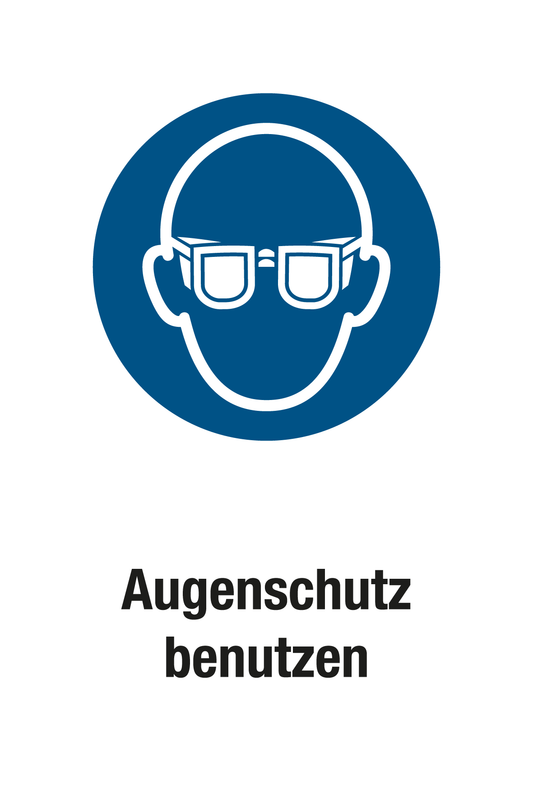 Gebotsschild mit Text - Augenschutz benutzen