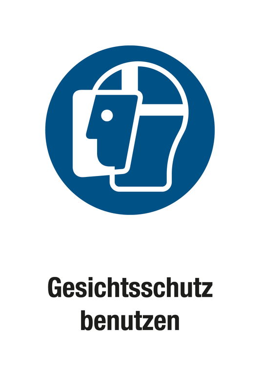 Gebotsschild mit Text - Gesichtsschutz benutzen