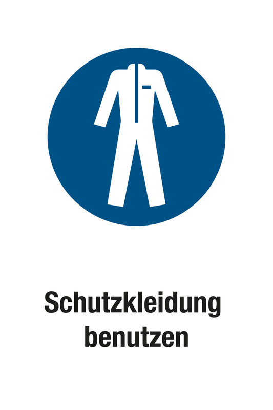 Gebotsschild mit Text - Schutzkleidung benutzen