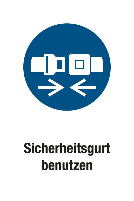 Gebotsschild mit Text - Sicherheitsgurt benutzen