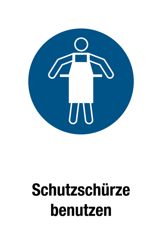 Gebotsschild mit Text - Schutzschürze benutzen