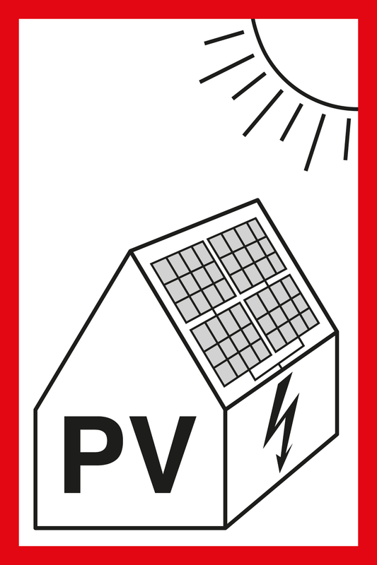 Brandschutzschild - Hinweis auf Photovoltaikanlage