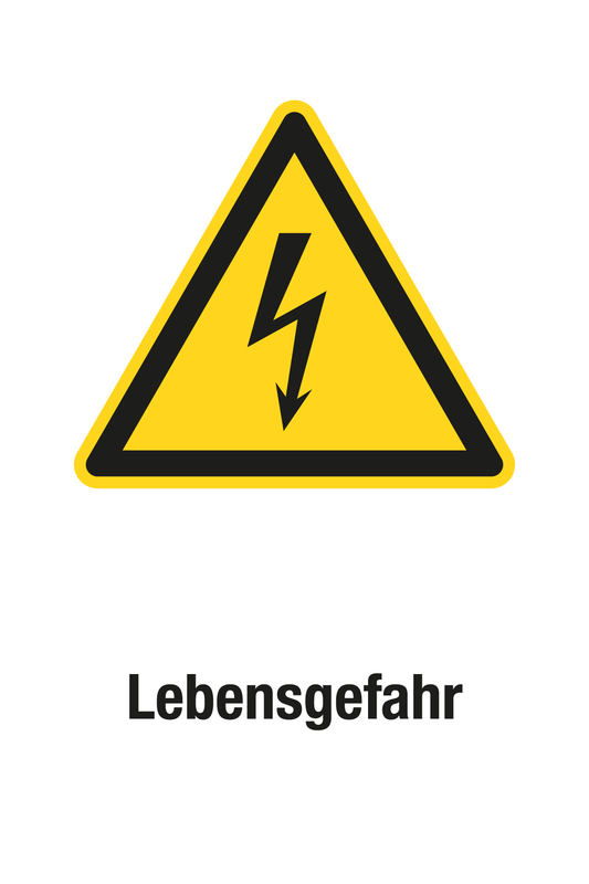 Warnschilder mit Text - Lebensgefahr