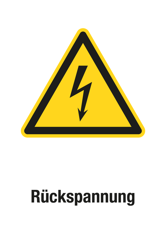 Warnschild mit Text - Rückspannung