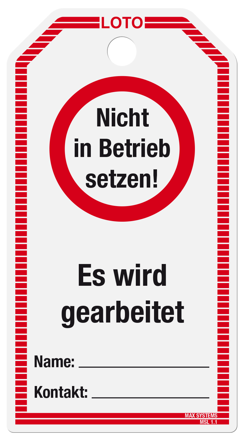 Anhängeetikett - Hochformat mit Druck "Nicht in Betrieb nehmen"