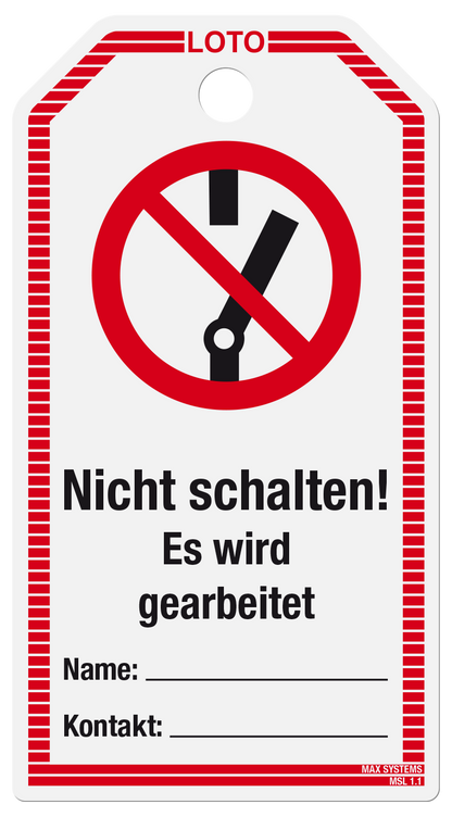 Anhängeetikett - Hochformat mit Druck "Nicht in Betrieb nehmen"
