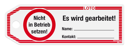 Anhängeetikett - Hochformat mit Druck "Nicht in Betrieb nehmen"