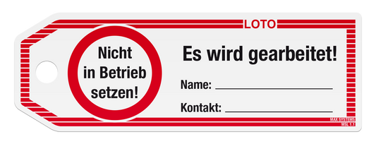 Anhängeetikett - Hochformat mit Druck "Nicht in Betrieb nehmen"