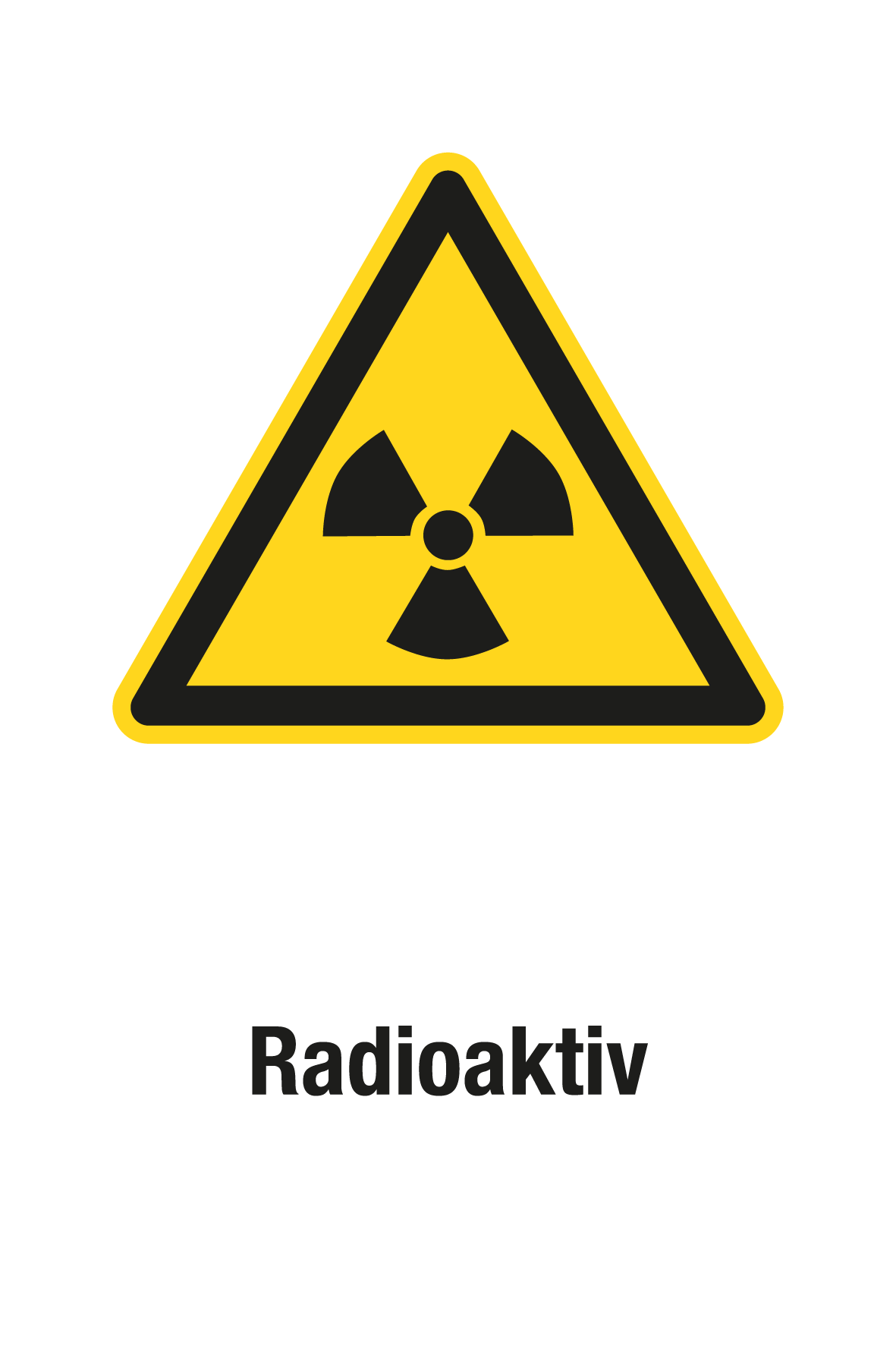 Warnschild mit Text - Radioaktiv