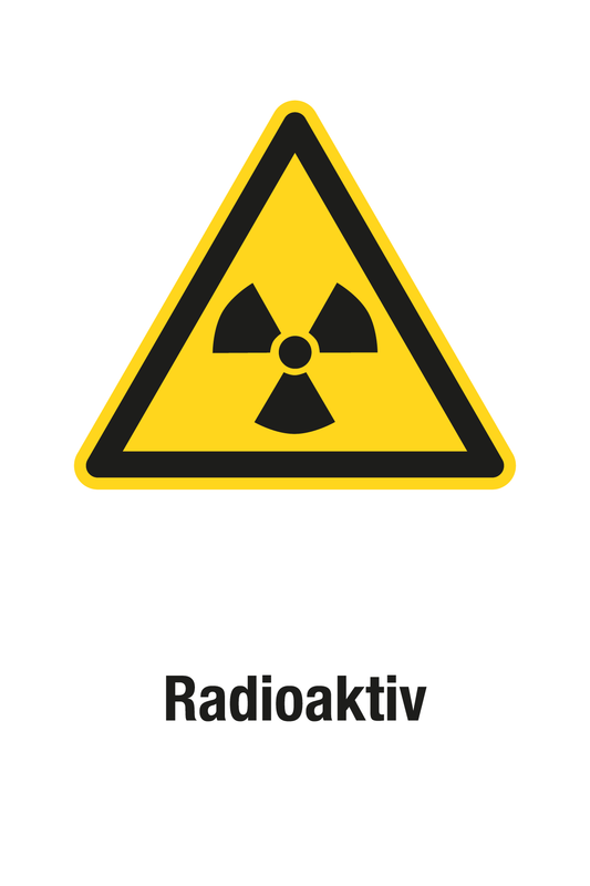 Warnschild mit Text - Radioaktiv