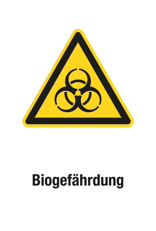 Warnschild mit Text - Biogefährdung