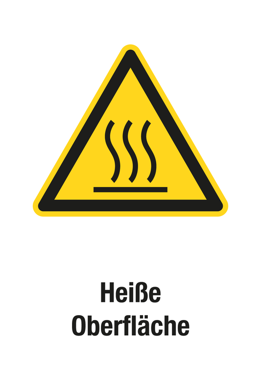 Warnschild mit Text - Heiße Oberfläche