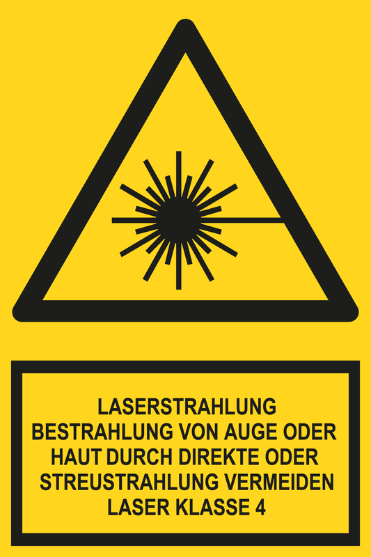 Warnschild mit Text - Laserstrahlung Klasse 4