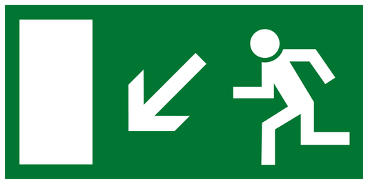Rettungs- & Fluchtwegschild - Rettungsweg links abwärts