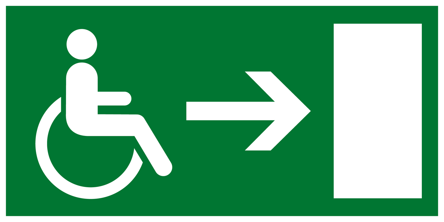 Rettungs- & Fluchtwegschild - Rettungsweg für Rollstuhlfahrer rechts