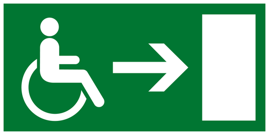 Rettungs- & Fluchtwegschild - Rettungsweg für Rollstuhlfahrer rechts