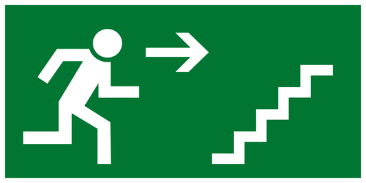 Rettungs- & Fluchtwegschild - Rettungsweg Treppe aufwärts rechts