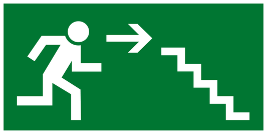 Rettungs- & Fluchtwegschild - Rettungsweg Treppe abwärts rechts
