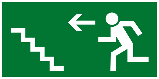 Rettungs- & Fluchtwegschild - Rettungsweg Treppe aufwärts links