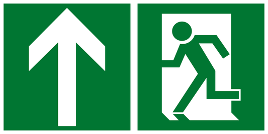 Rettungs- & Fluchtwegschild - Rettungsweg links oben