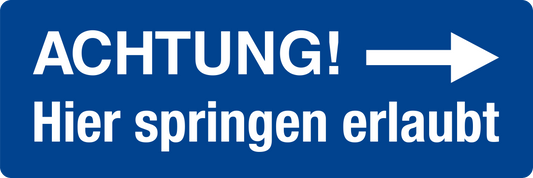 Schwimmbadschild - Achtung! Hier springen erlaubt rechts