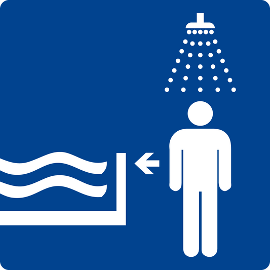 Schwimmbadschild - Erst duschen