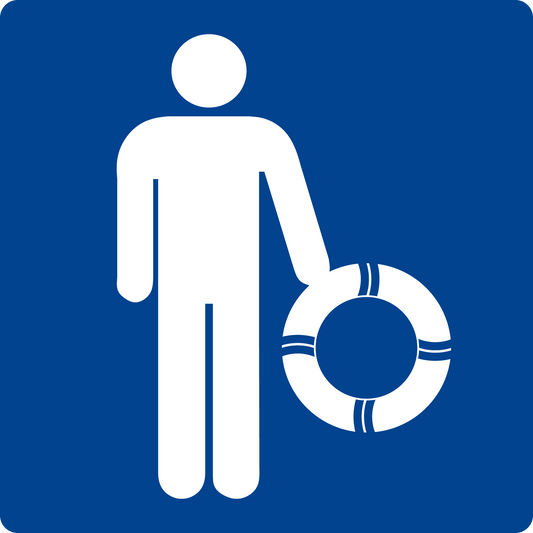 Schwimmbadschild - Rutsche nur mit Rutschring benutzen