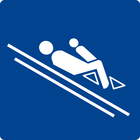 Schwimmbadschild - Kinder vor Erwachsenen liegend rutschen
