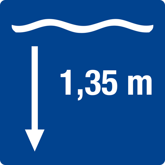 Schwimmbadschild - Wassertiefe 1,35 m