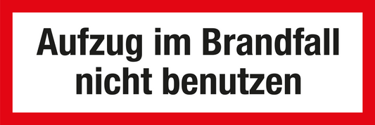 Feuerwehrschild - Aufzug im Brandfall nicht benutzen