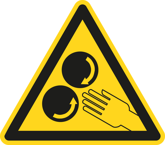 Warnschild - Warnung vor rotierenden Walzen
