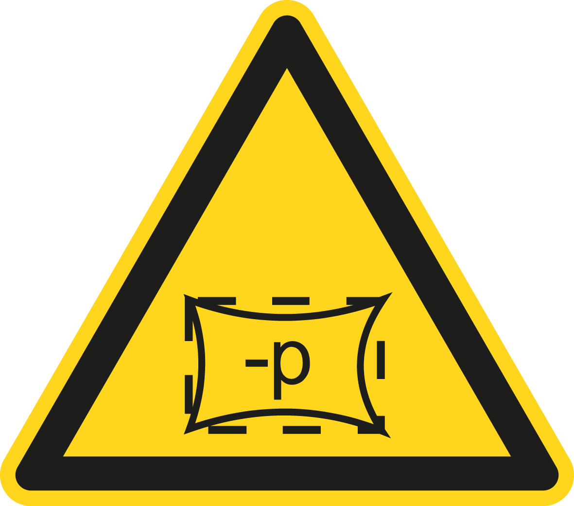 Warnschild - Raum steht unter Unterdruck