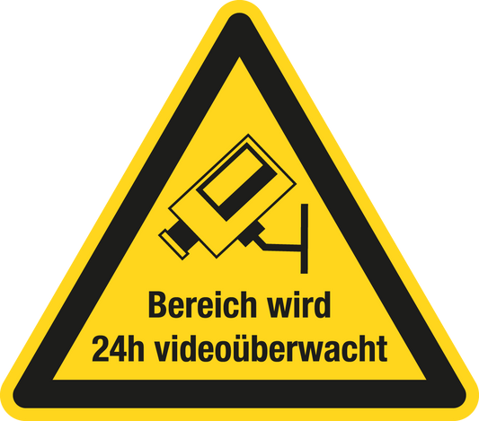 Warnschild - Bereich wird 24h videoüberwacht