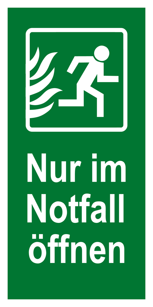 Rettungs- & Fluchtwegschild - Nur im Notfall öffnen
