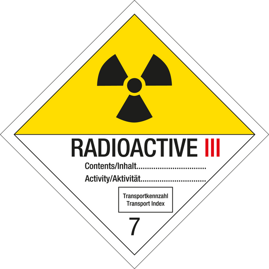 Gefahrgutschild - Radioaktive Stoffe III