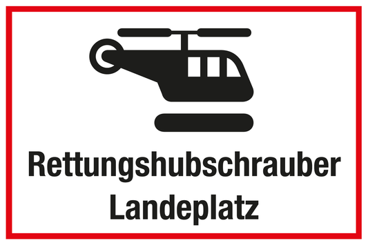 Krankenhaus- und Praxisschild - Rettungshubschrauber Landeplatz