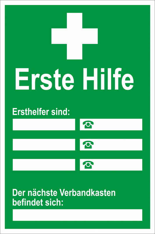 Aushang am Arbeitsplatz - Erste Hilfe