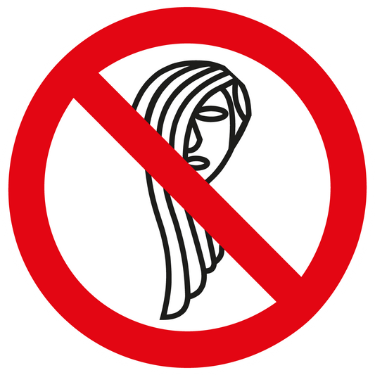 Verbotsschilder - Bedienung mit langen Haaren verboten