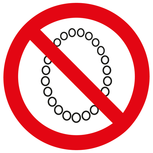 Verbotsschilder - Bedienung mit Halskette verboten