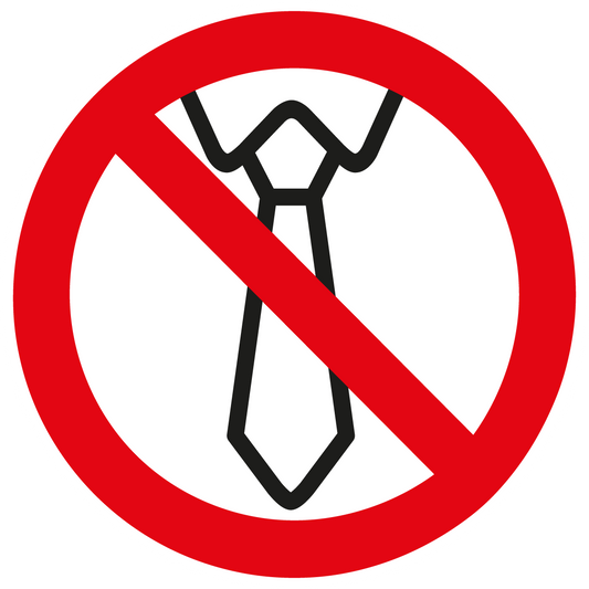 Verbotsschilder - Bedienung mit Krawatte verboten