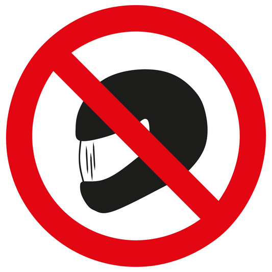 Verbotsschild - Helmverbot