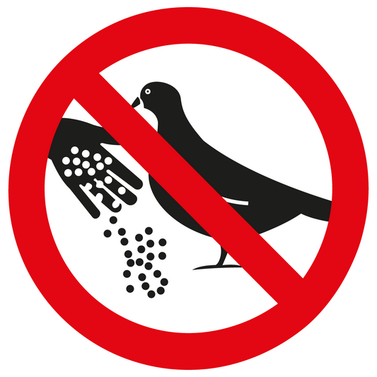 Verbotsschild - Tauben füttern verboten